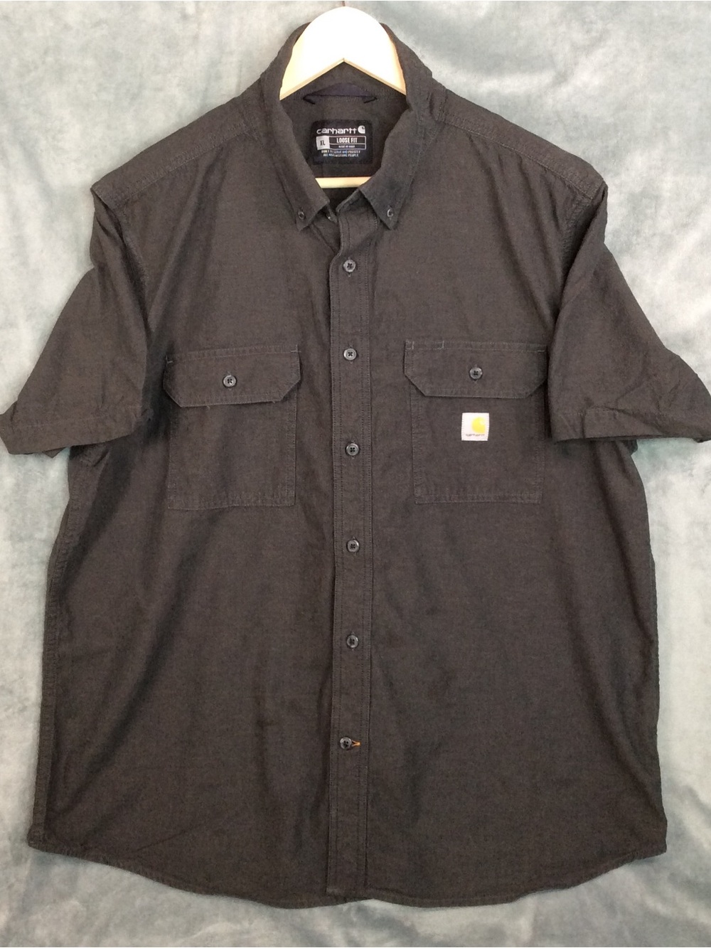 Carhartt Men's Short Sleeve Work Shirt - Black Loose Fit